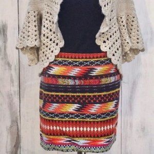 Billabong Earth Tone Aztec Print Mini Skirt, size L